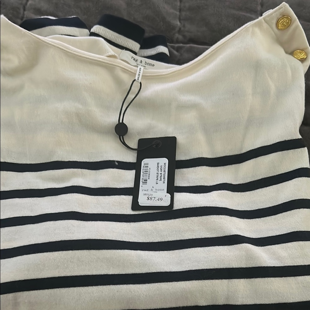 Rag & Bone Black and Cream Striped Top